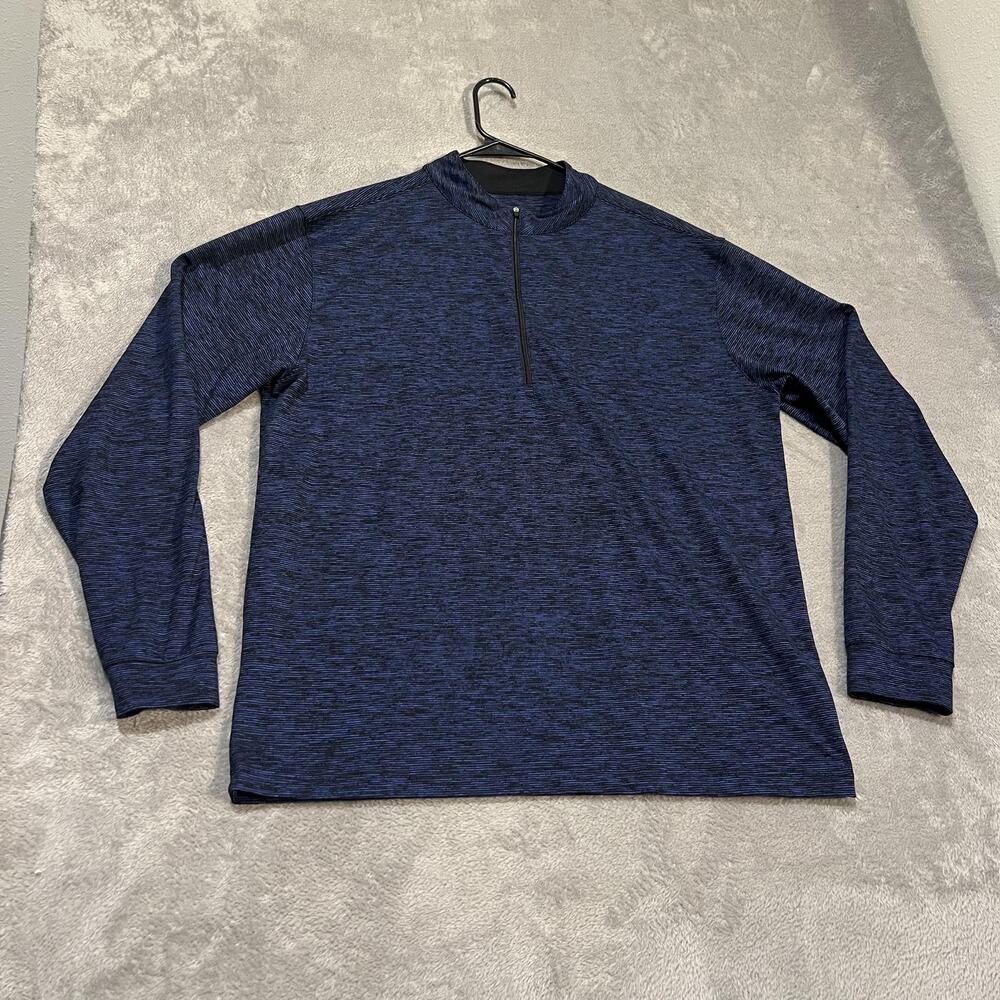 Straight Down Pullover Mens XL Blue Heather Quarter Zip Long Sleeve Top Golf